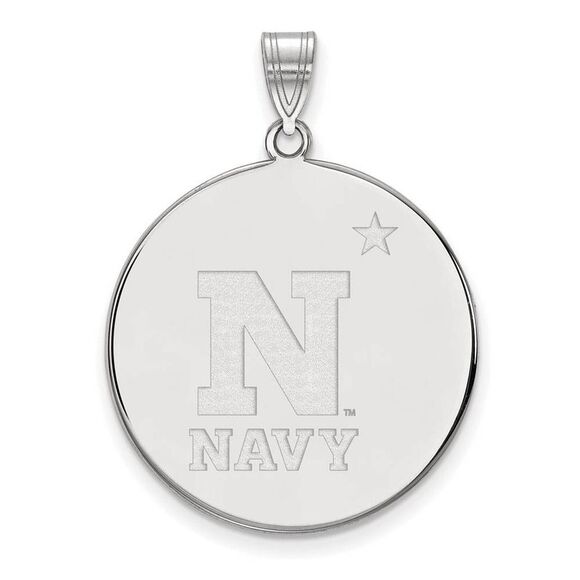 10k White Gold U.S. Naval Academy XL Disc Pendant - Picture 1 of 3